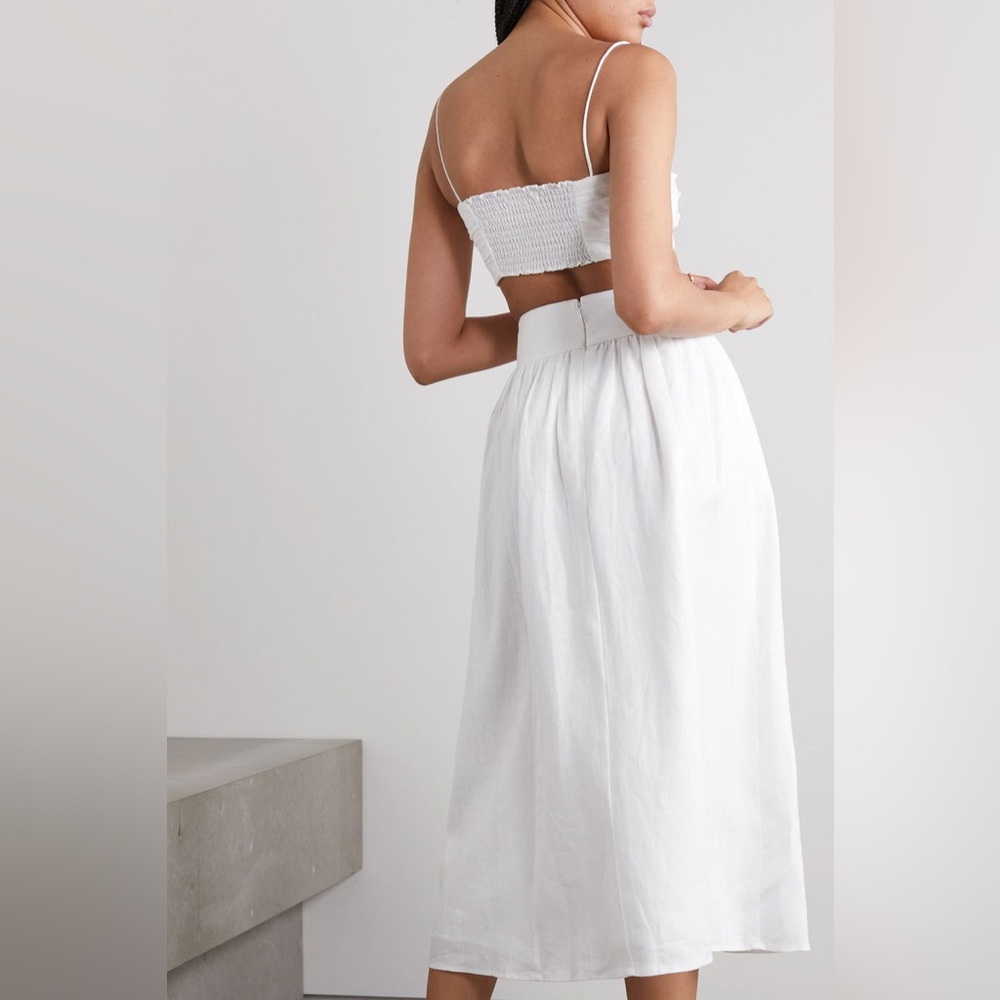 NWT Reformation Louise Linen Set Two Piece white size 12 skirt size 10 top - Picture 3 of 4